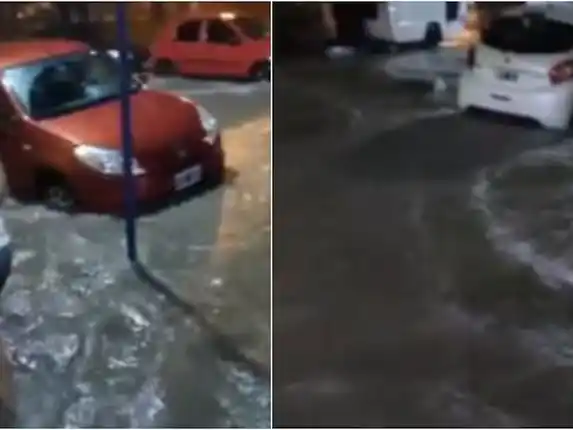 Las calles de Gualeguaychú se convierten en ríos por la gran cantidad de agua.