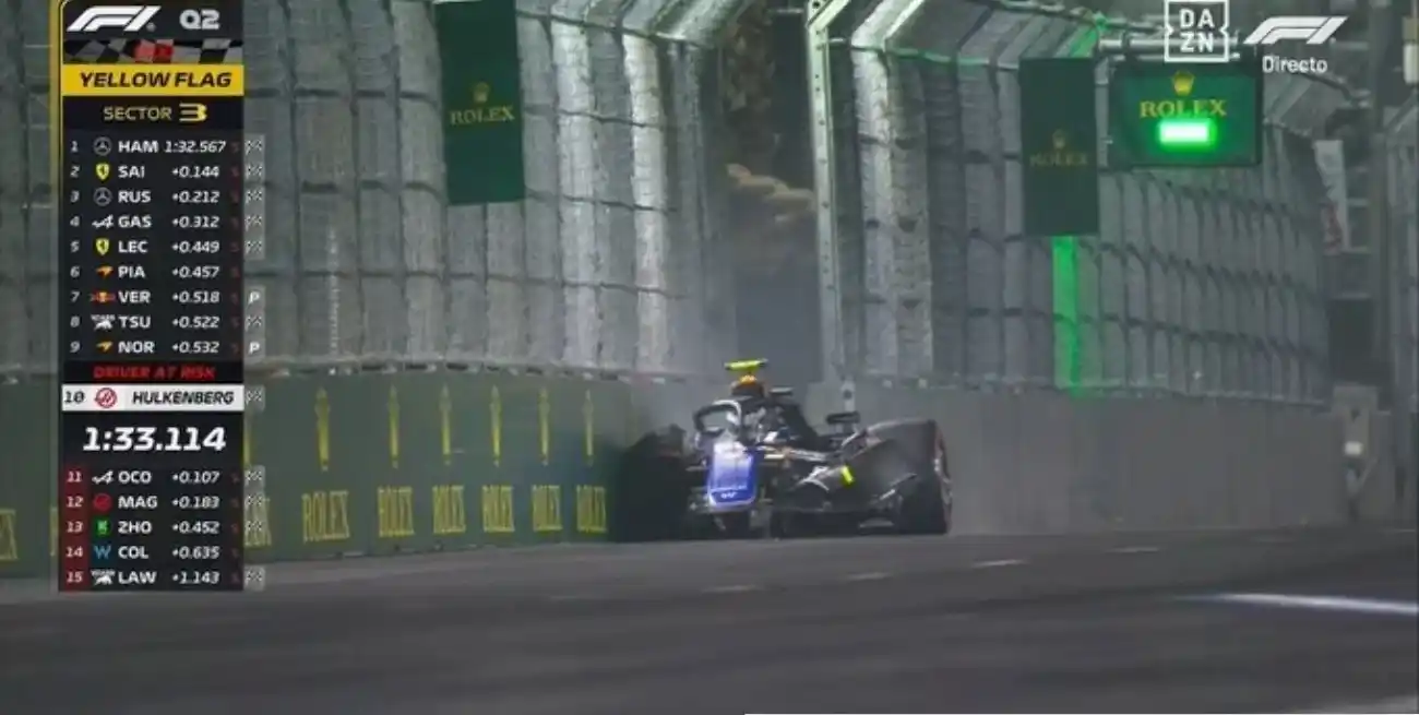 El fuerte accidente de Franco Colapinto en la segunda tanda de clasificación del Gran Premio de Las Vegas