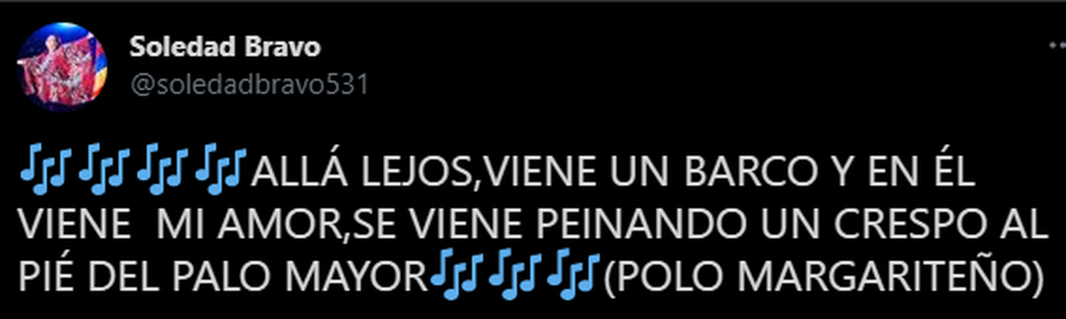 Otro de los trinos que marcaron la reaparición de Soledad Bravo. Foto: Twitter