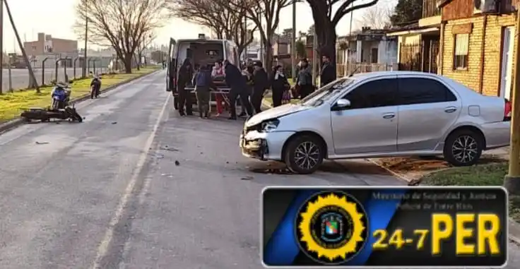Colisión en Strobel dejó a un motociclista hospitalizado