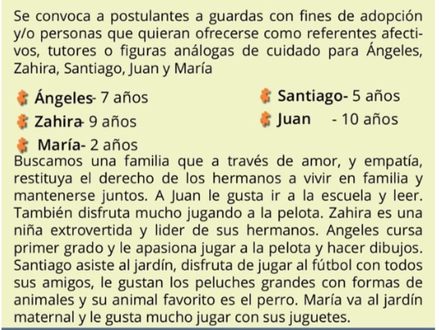 Niños en adopción