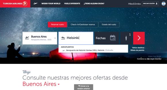Turkish Airlines lanzó un nuevo sitio web en español