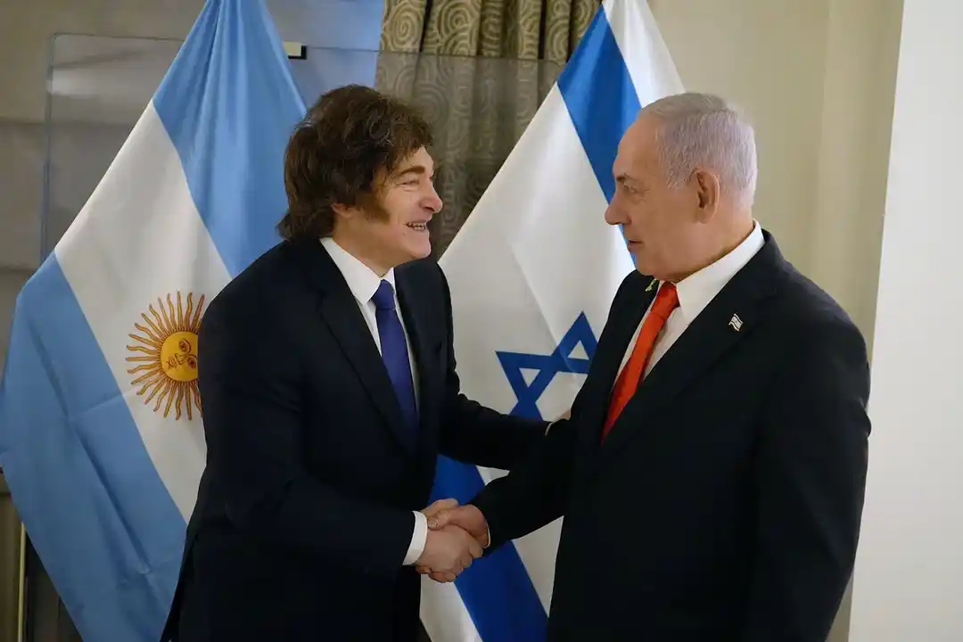 Javier Milei junto al primer ministro de Israel, Benjamin Netanyahu.