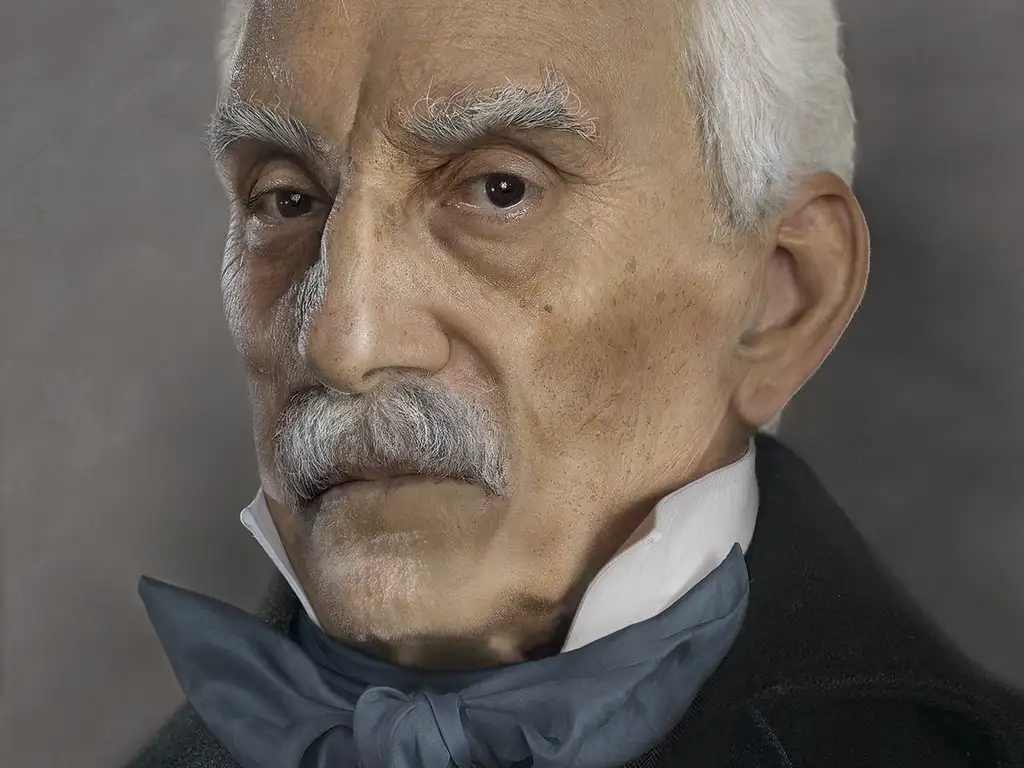 El retrato, que muestra los rasgos del Libertador de América