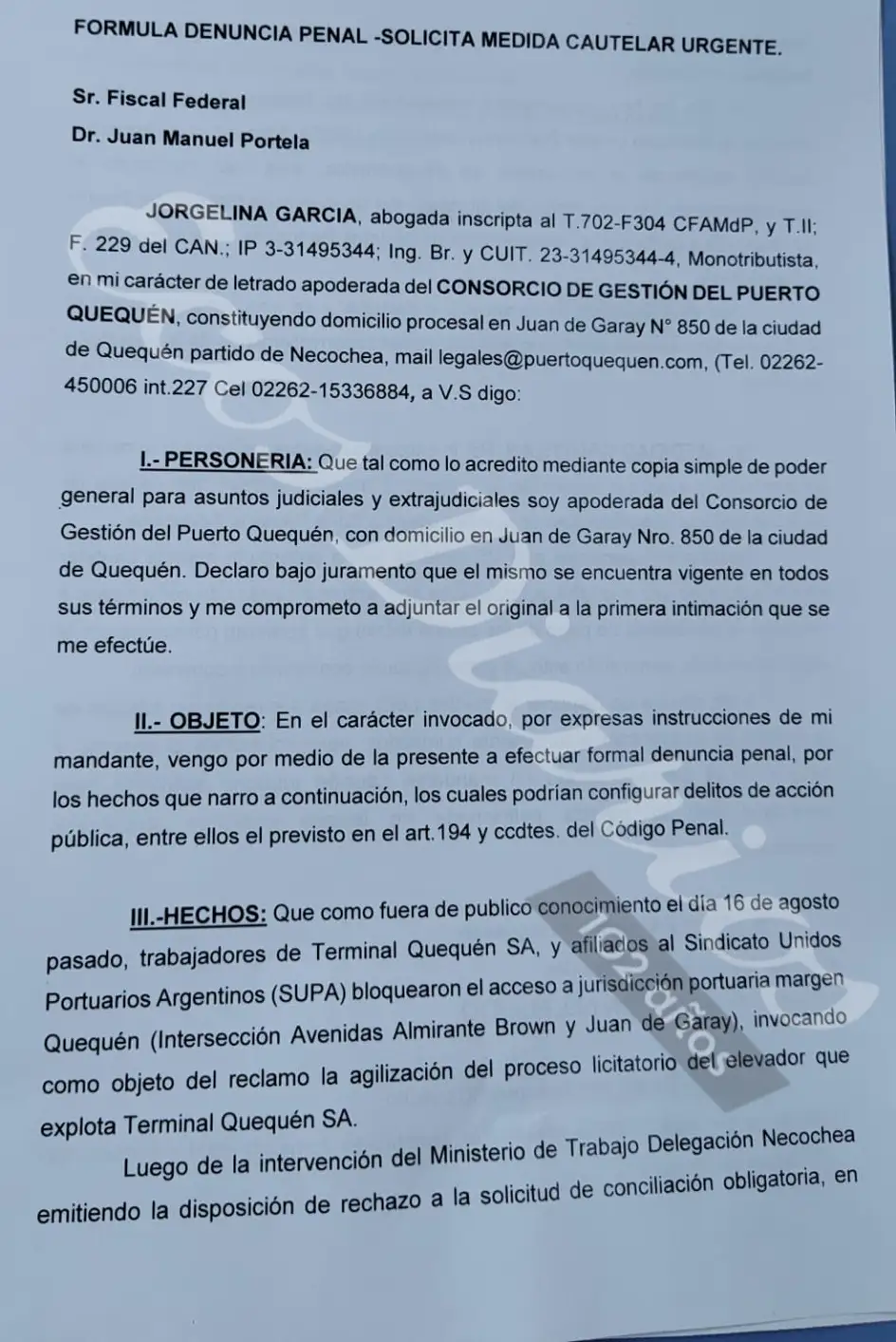 denuncia puerto