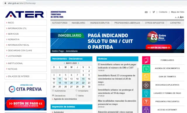 ATER: nuevas modalidades de pago mediante la web
