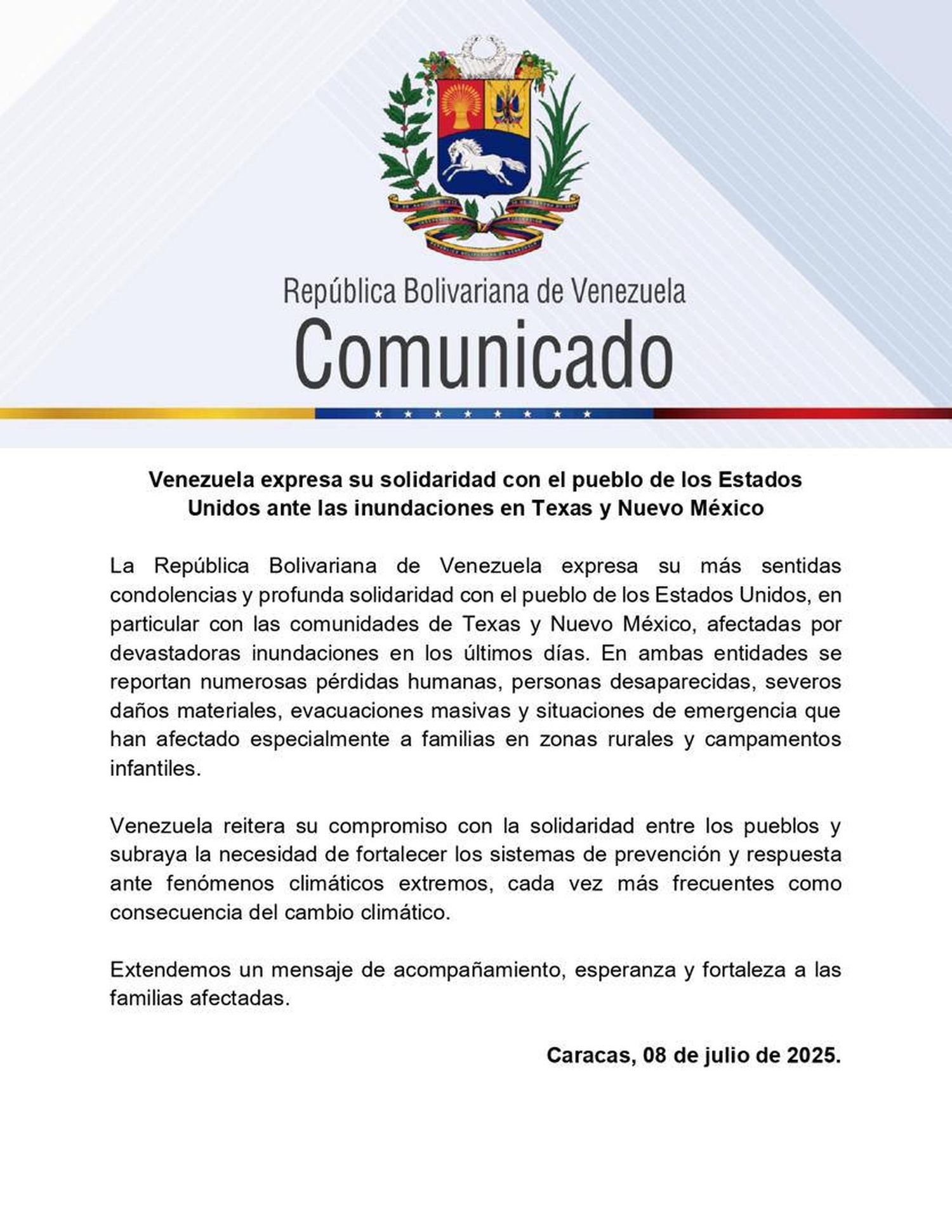 Comunicado Texas
