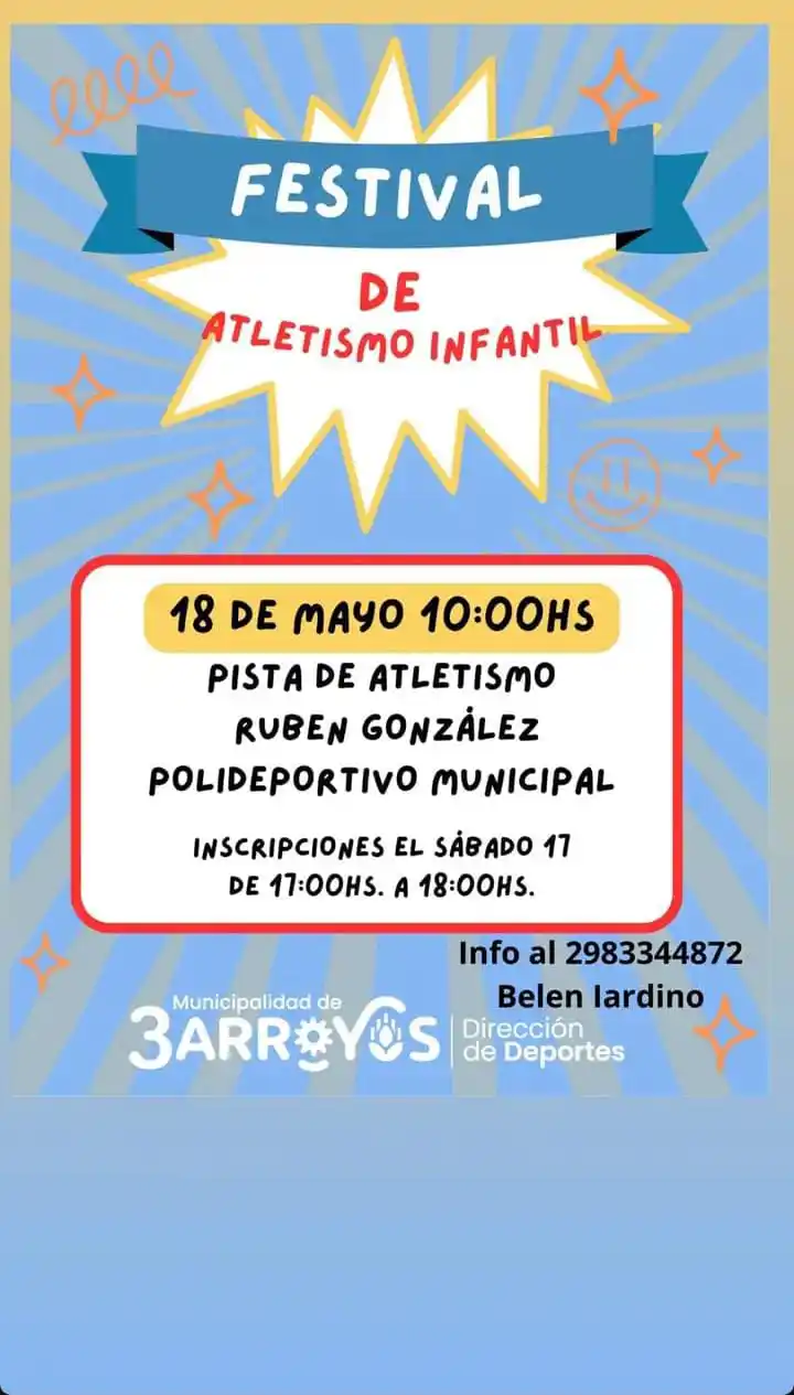 Festival de atletismo infantil en Polideportivo Municipal