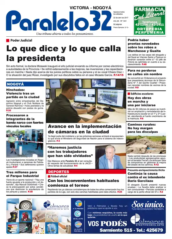 La tapa del sábado de Paralelo 32 edición Victoria – Nogoyá