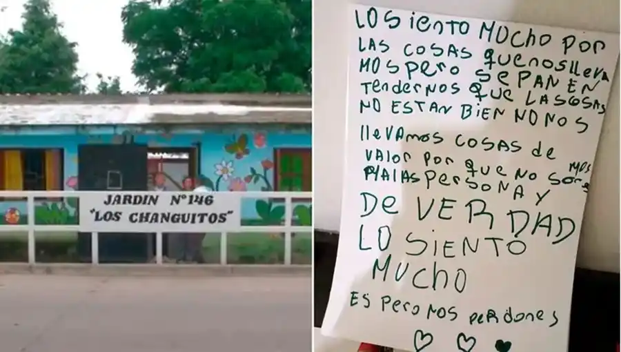 Pedido de disculpas por parte de los delincuentes.