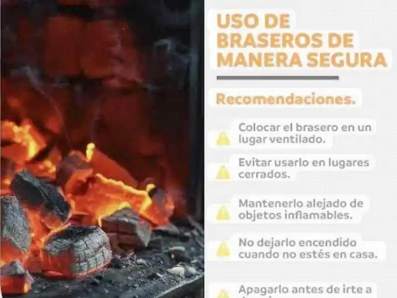 El Cuerpo de Bomberos recomienda no usar brasero en ambientes cerrados