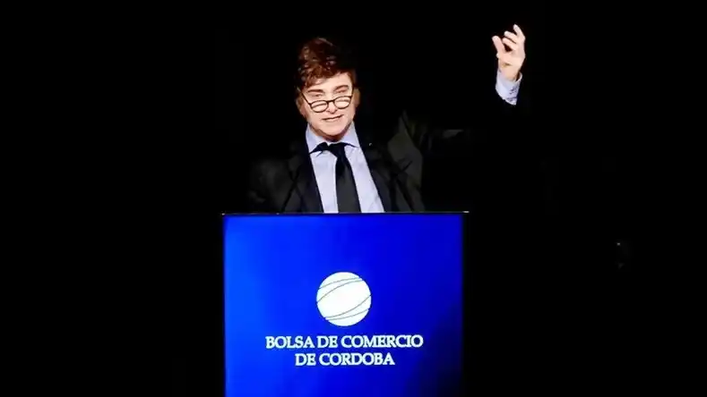 Javier Milei en el acto por el 125º aniversario de la Bolsa de Comercio de Córdoba.