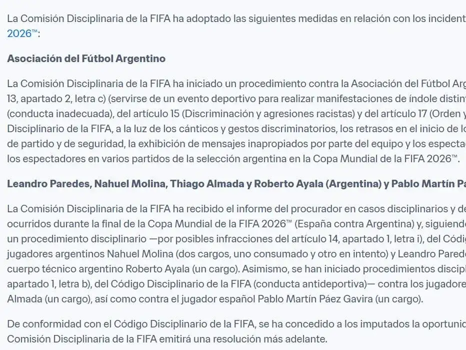 notoficacion fifa