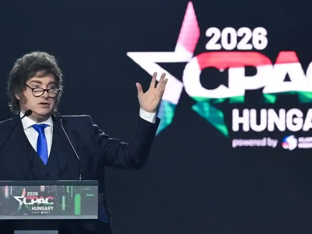 El Presidente, durante su participación en la Conferencia de Acción Política Conservadora en Budapest.