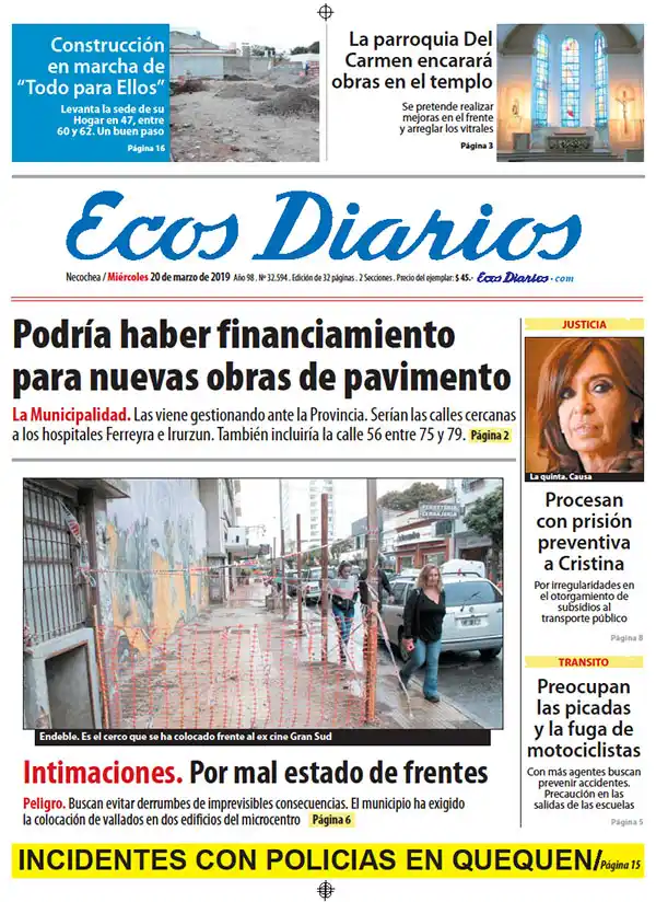 Tapa del 20 de marzo de 2019