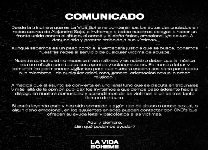 El grupo venezolano La Vida Boheme fijó posición sobre los señalamientos de acoso a rockeros venezolanos. Foto Twitter