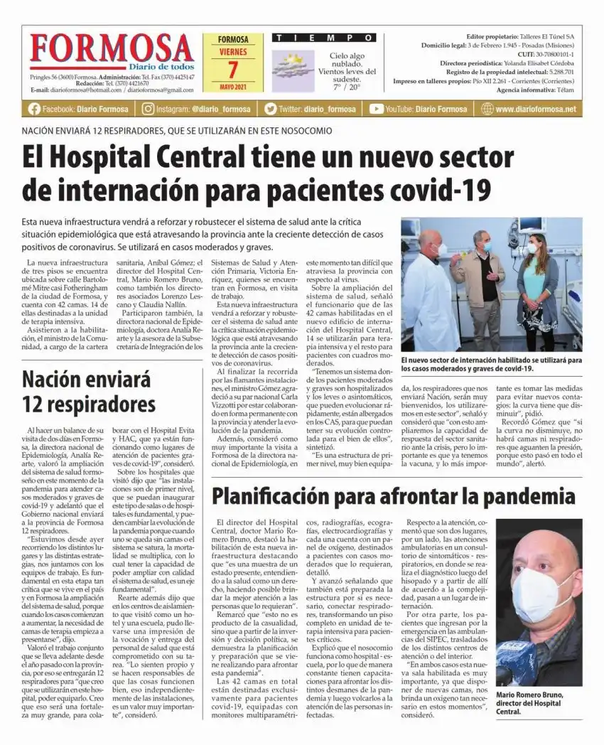 Tapa y Contratapa 7 de mayo de 2021