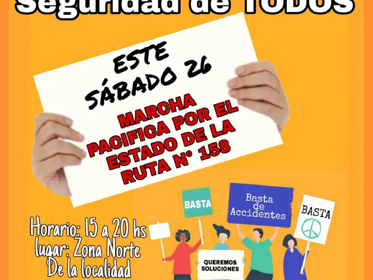 El sábado 26 cortarán la ruta 158 para reclamar su reparación