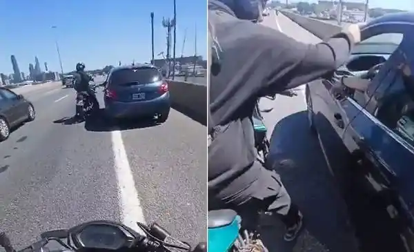 Brutal pelea en la Autopista La Plata-Buenos Aires: se enfrentaron a golpes y quedó filmado