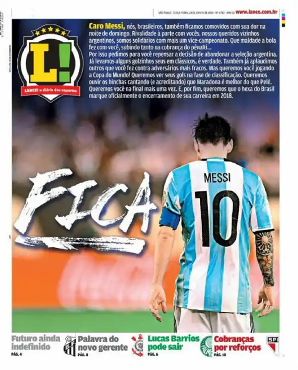 En Brasil le piden a Messi que se quede, pero...