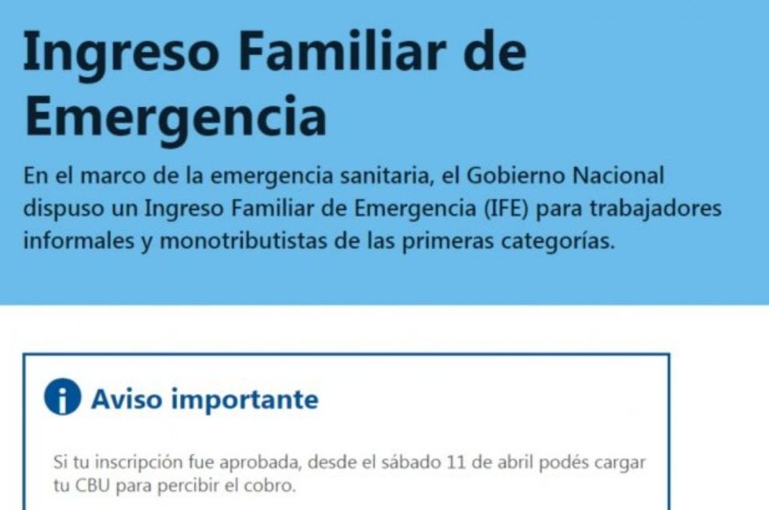 Se abre una nueva inscripción para el Ingreso Familiar de Emergencia