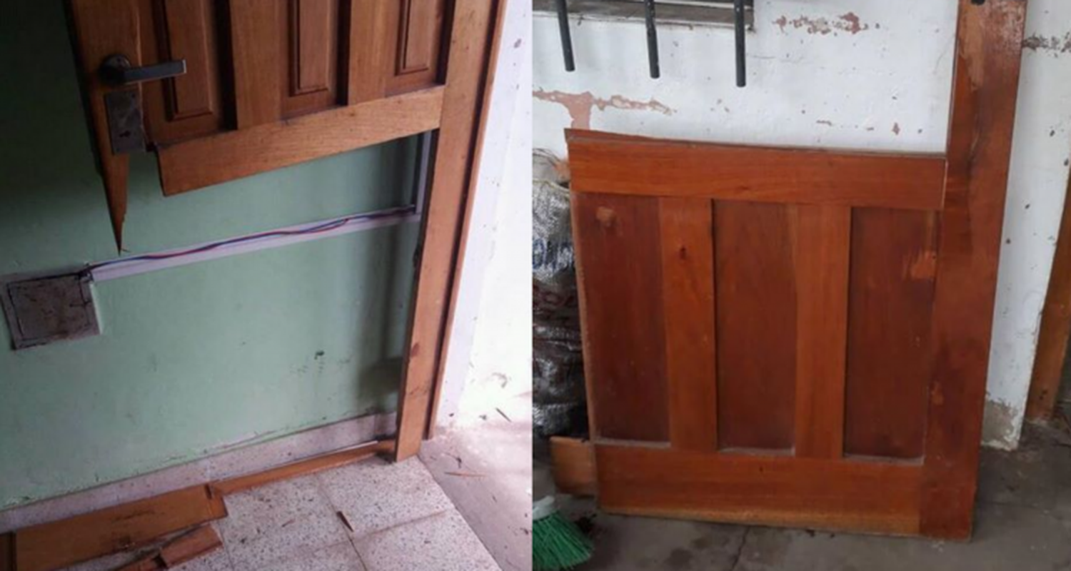 Salió a hacer un mandado y cuando volvió le habían roto la puerta a hachazos para robarle