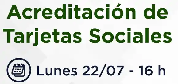 Este lunes se acreditarán las tarjetas sociales