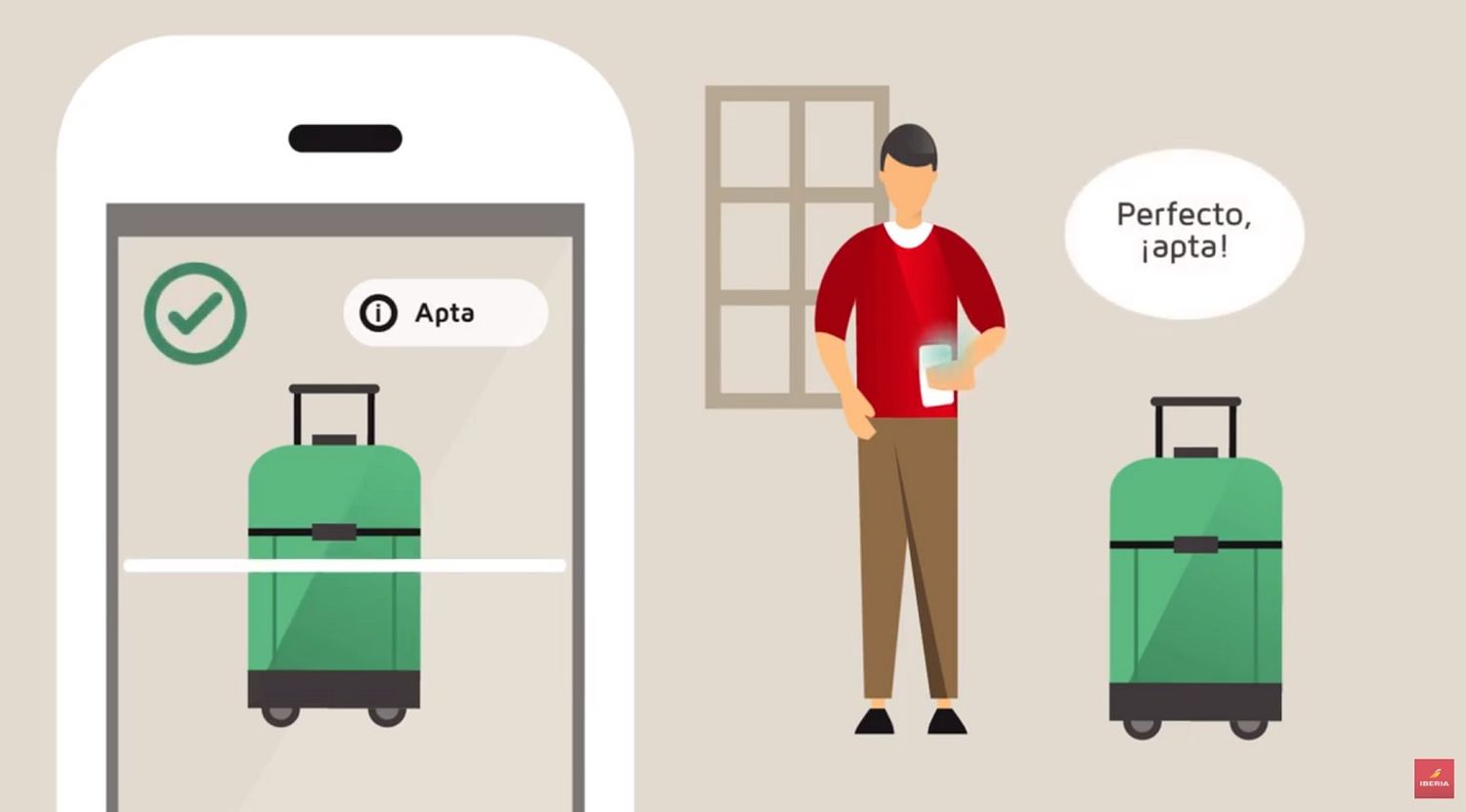 La app de Iberia permite escanear el equipaje para comprobar si puede ir en la cabina
