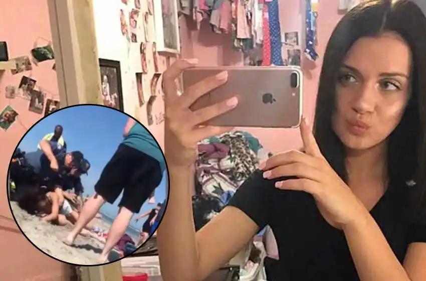 Un oficial de la policía golpeó violentamente a una mujer para arrestarla