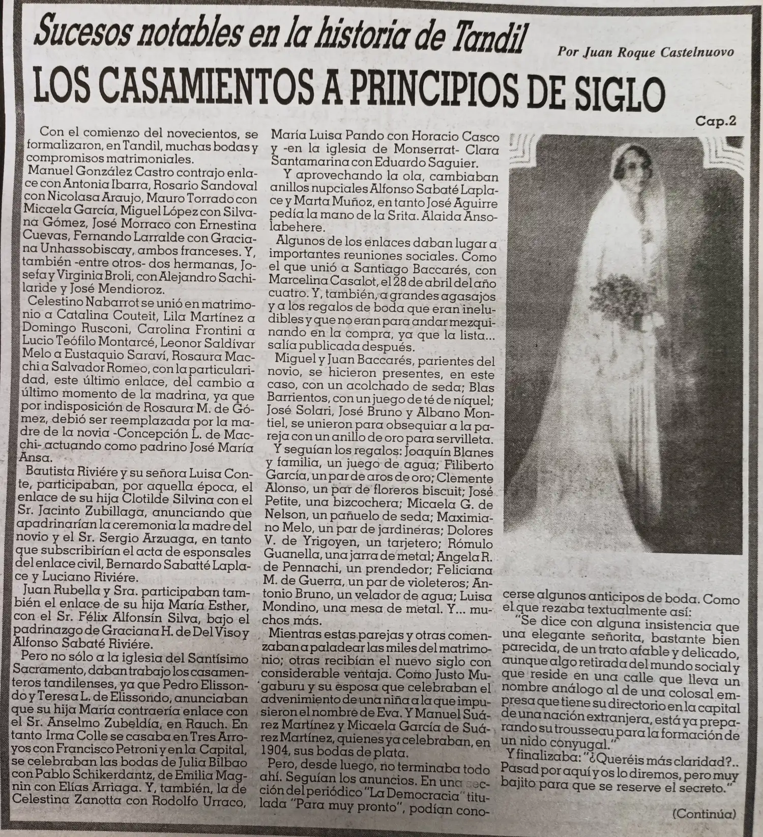 Los casamientos a principios de siglo XX    Cap. 2.