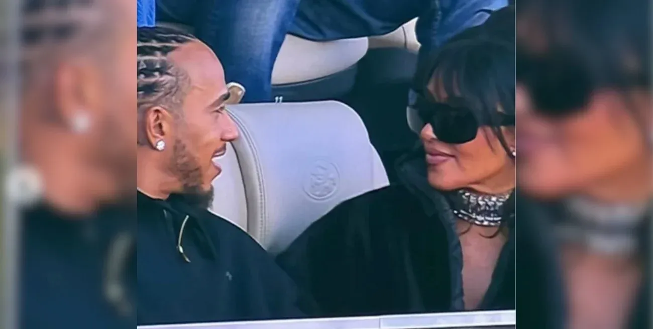 Kim Kardashian y Lewis Hamilton juntos en el Super Bowl.