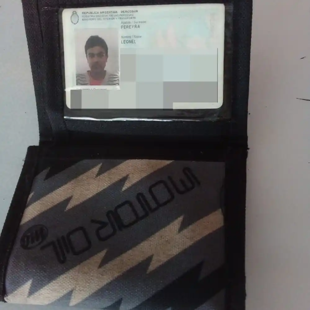 Encontraron una billetera a nombre de Leonel Pereyra