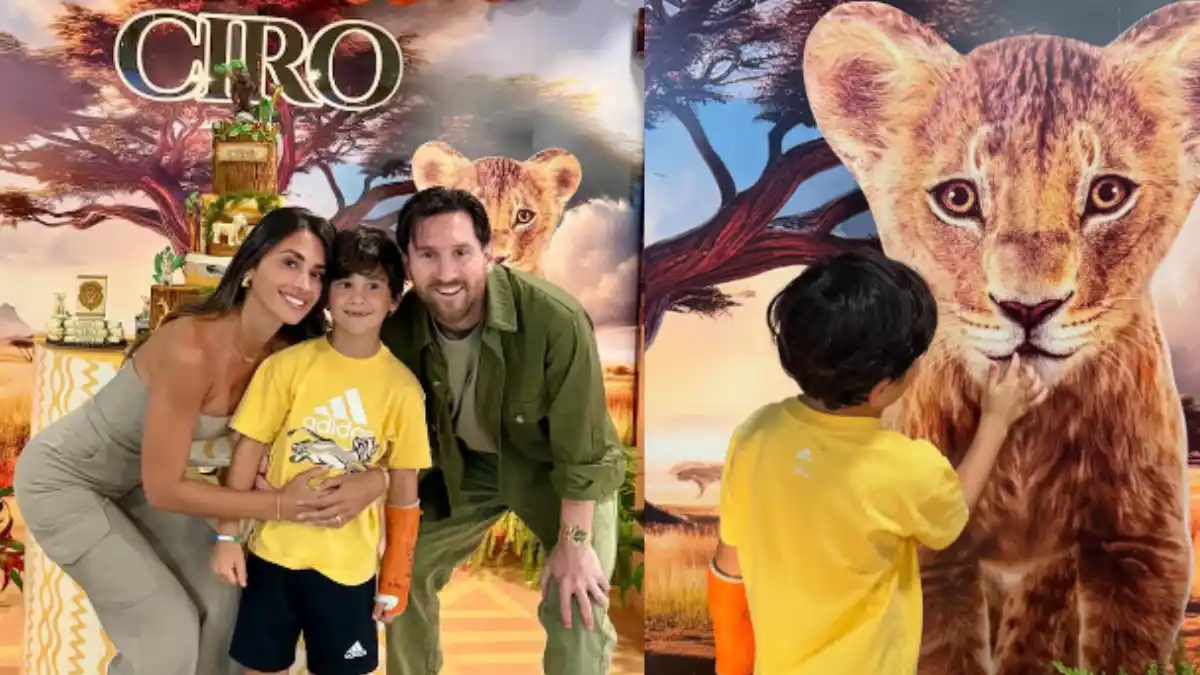 La decoración del cumpleaños de Ciro Messi tuvo como protagonistas a dos leones cachorros, en referencia a la precuela de El Rey León.