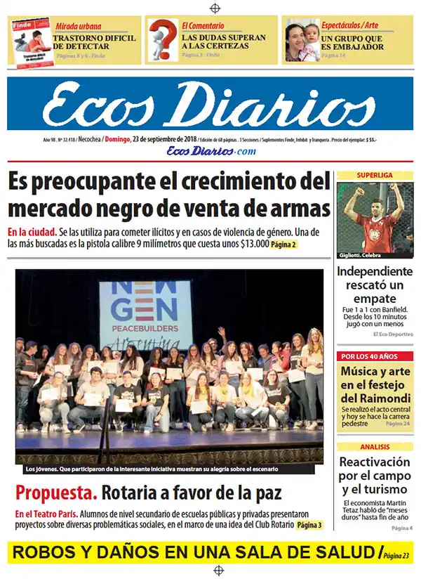 Tapa del 23 de septiembre de 2018