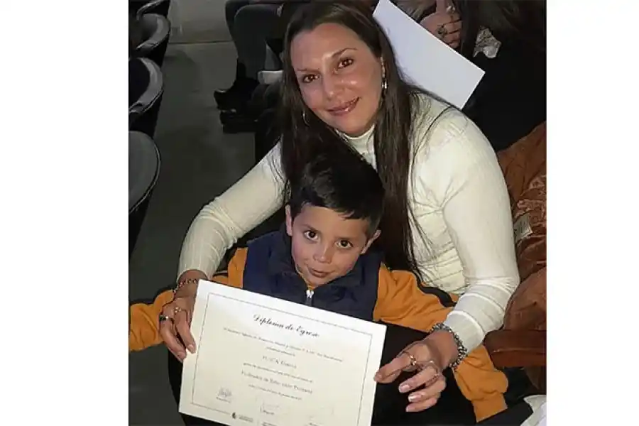Con Ciro, su hijo de 5 años