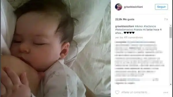 Griselda Siciliani se sumó a la #TeteadaMasiva e Instagram la censuró