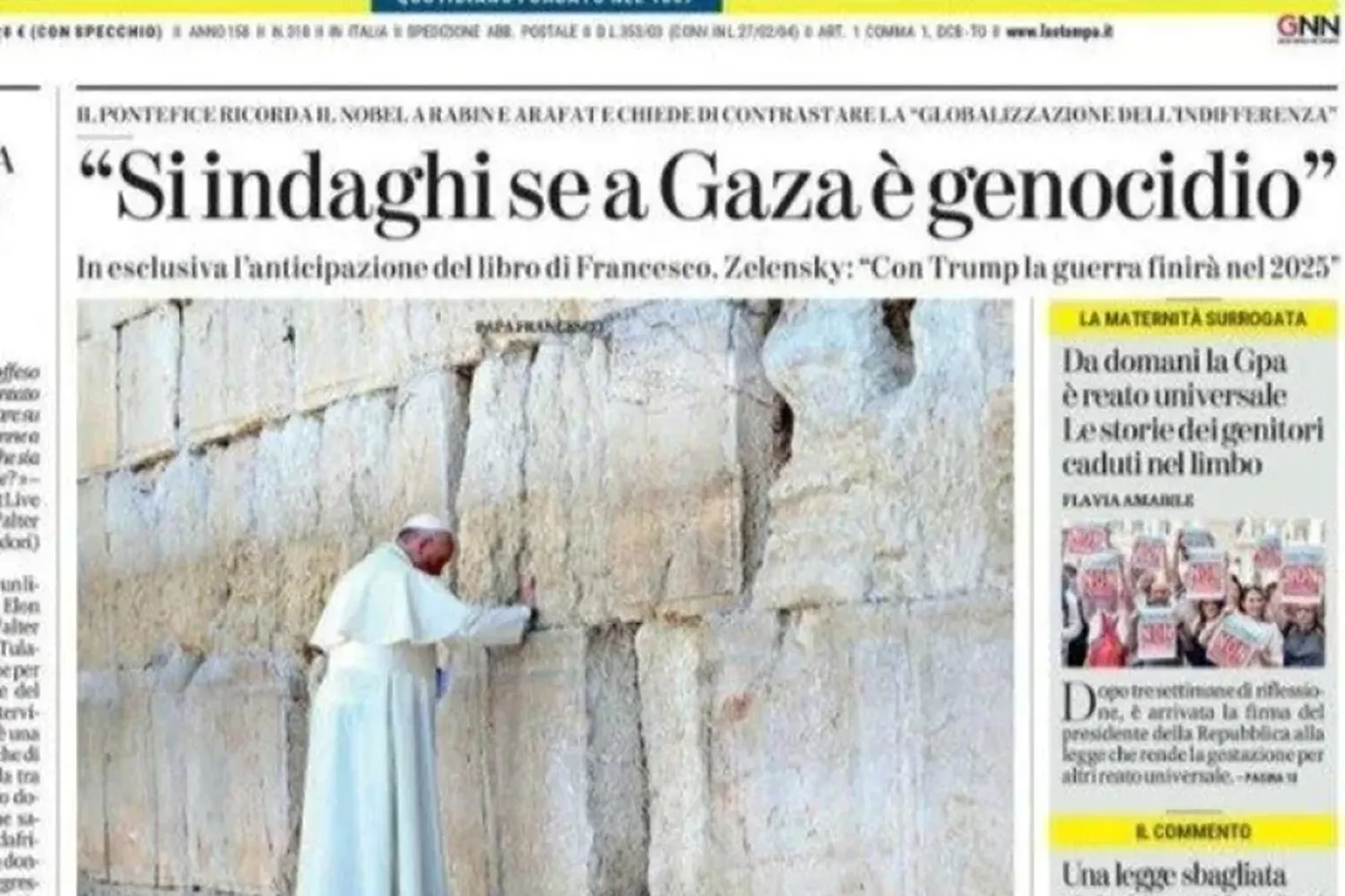 El Papa Francisco solicita una investigación sobre posibles crímenes de genocidio en Gaza