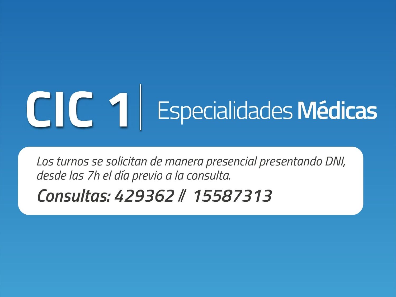 El CIC 1 refuerza su atención médica con un amplio cronograma de especialidades