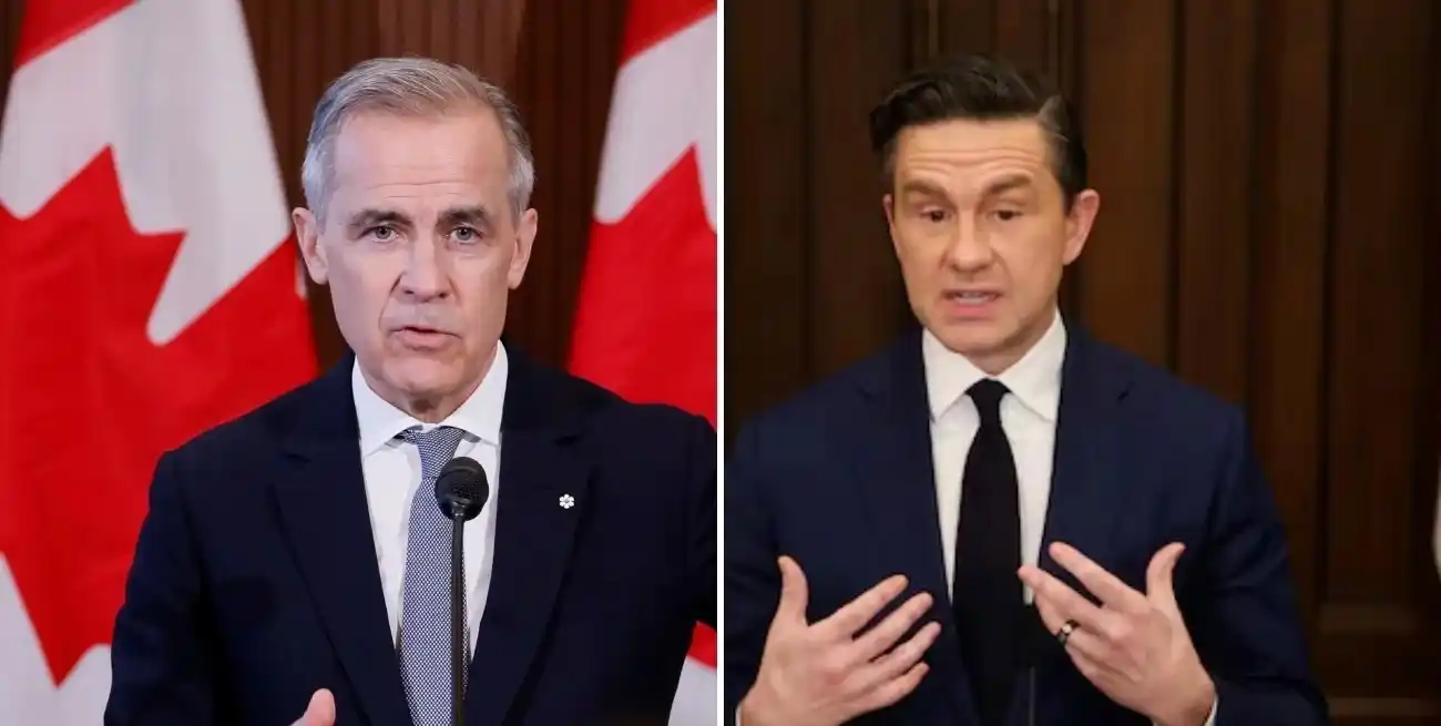 Mark Carney (Partido Liberal) y Pierre Poilievre (Partido Conservador), los líderes de los dos partidos históricos de Canadá y los de mayor posibilidad de triunfo.