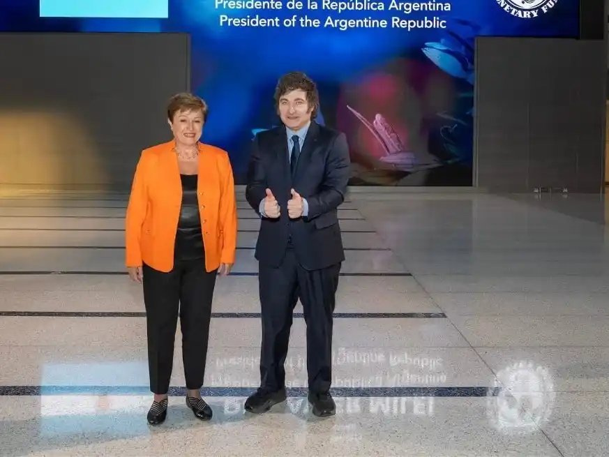 Javier Milei junto a Kristalina Georgieva, titular del FMI. Crédito: FMI
