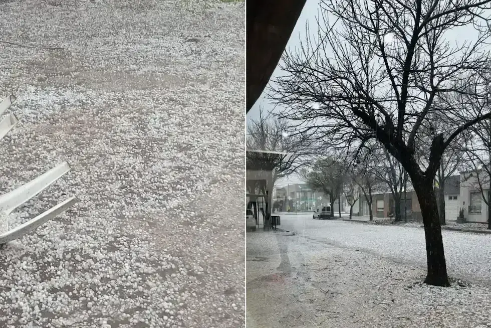 Tormentas en Córdoba: cayó granizo en Marcos Juárez.