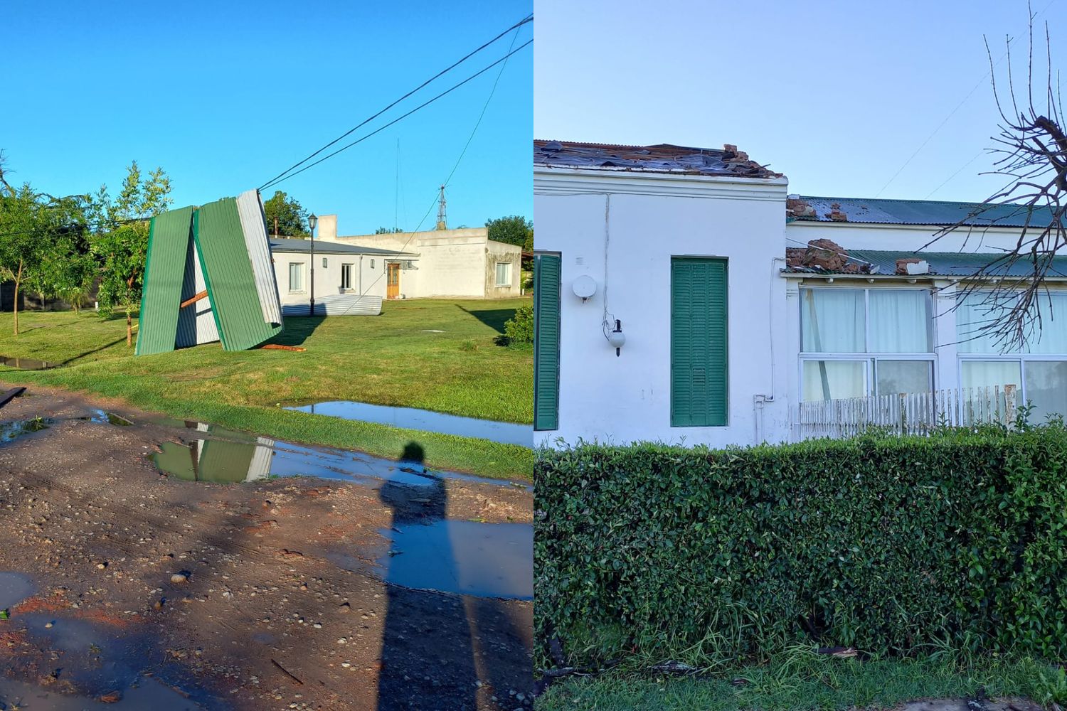 El temporal de la madrugada hizo estragos en Santa Lucía: se voló el techo del Hospital y hubo familias asistidas