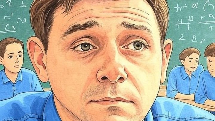 Agotado pero presente, un docente enfrenta el aula con más preguntas que respuestas. ¿Quién cuida al que enseña?