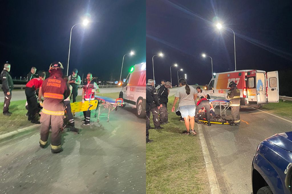 Derrapó con la moto en Ruta 34, quedó tendido sobre el asfalto y tuvo que ser trasladado al hospital