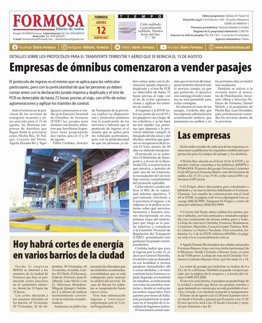 Tapa y Contratapa 12 de agosto de 2021