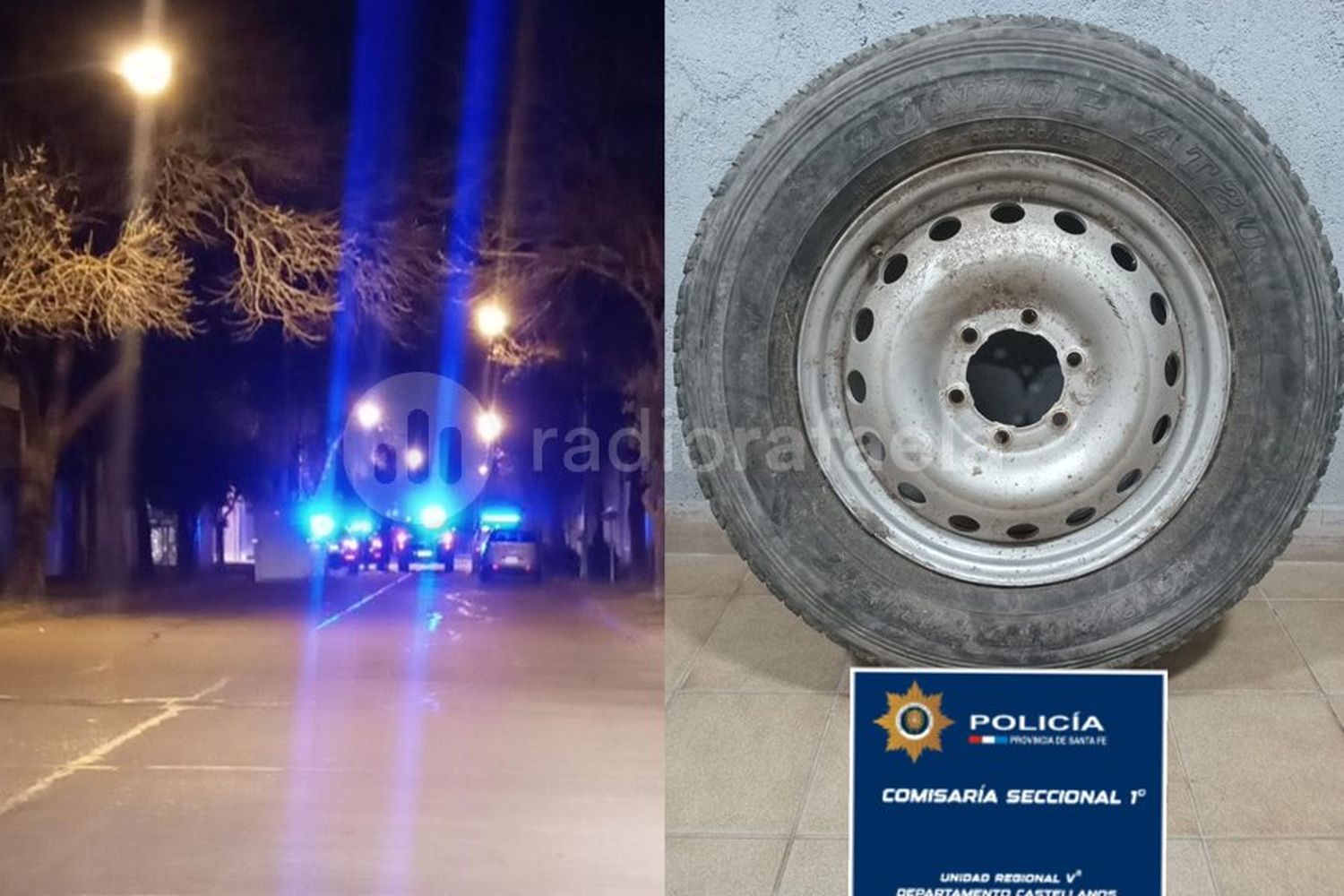 Andaba en bici con una rueda de auto en brazos y la abandonó cuando la policía lo seguía