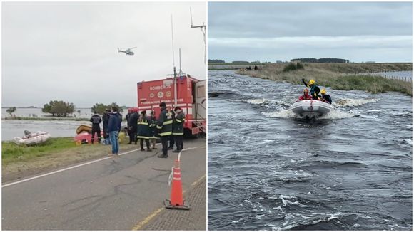 Bolívar: helicópteros, buzos y hasta el intendente buscan a dos personas desaparecidas tras un accidente en la Ruta 205