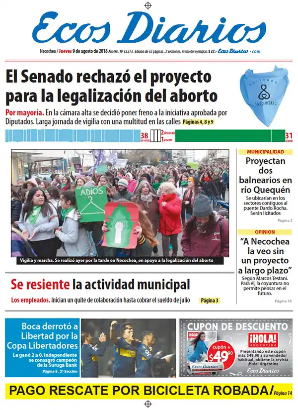 Tapa del 9 de agosto de 2018