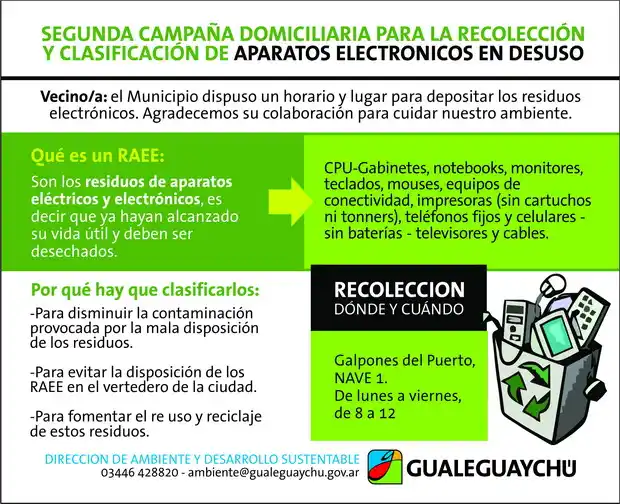 Segunda campaña de acopio de aparatos electrónicos domiciliarios