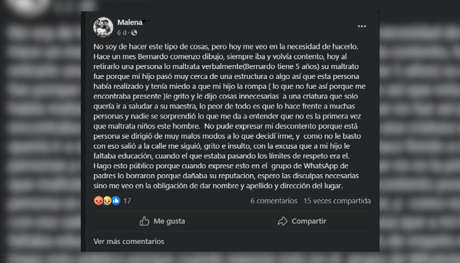 El maltrato hacia un niño y el dolor de una madre